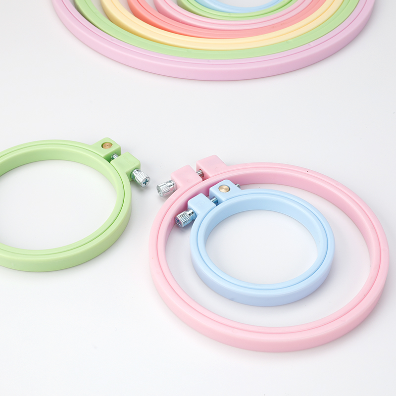 4R@K莫兰迪彩色 圆形塑料绣花箍十字绣绷刺绣绣架 DIY编织工具配