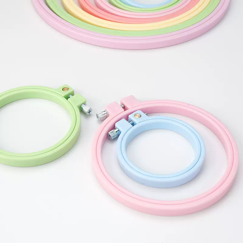 4R@K莫兰迪彩色 圆形塑料绣花箍十字绣绷刺绣绣架 DIY编织工具配