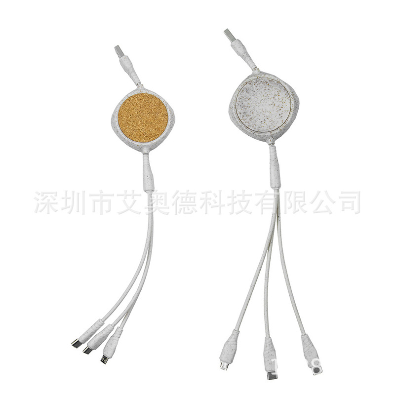 Environmentally Friendly 1m Retractable Flat Soft 3-in-1 Data Cable USB a to C Micro Cable for All Mobile Phones