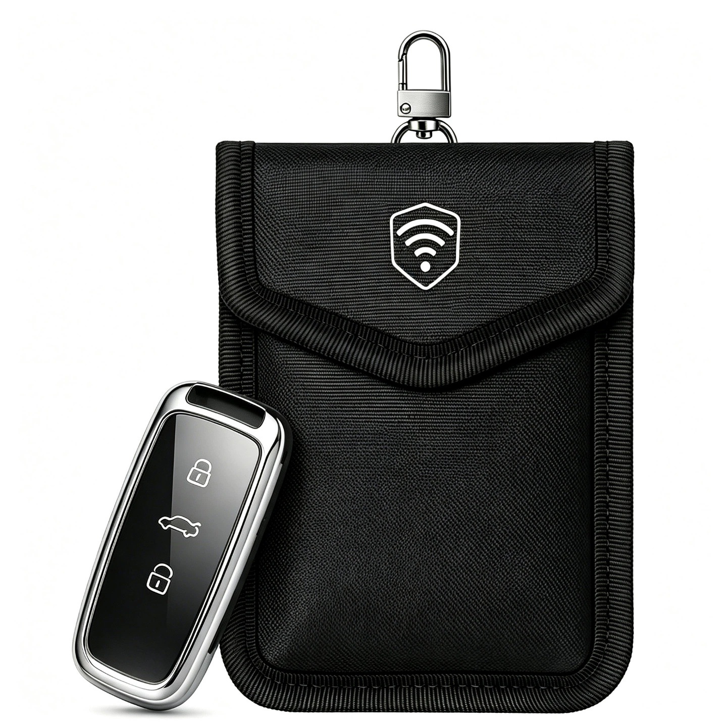 Cross-Border In-Stock Car Key Shielding Bag Anti-Theft Anti-Scanning Key Pouch with Carabiner Rfid Key Storage Bag