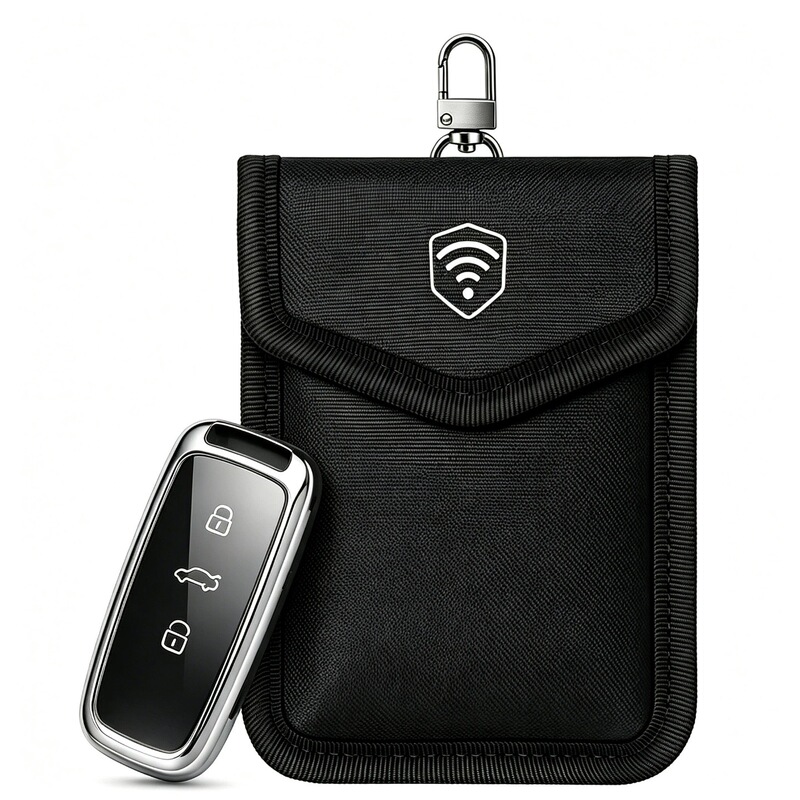Cross-Border In-Stock Car Key Shielding Bag Anti-Theft Anti-Scanning Key Pouch with Carabiner Rfid Key Storage Bag