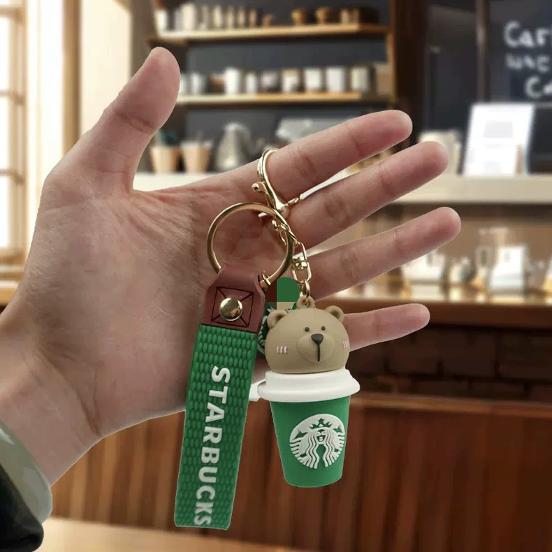 Ключница (Starbucks) милый медвежонок-подвеска, силиконовый ремешок украшение для сумки, мультистиль