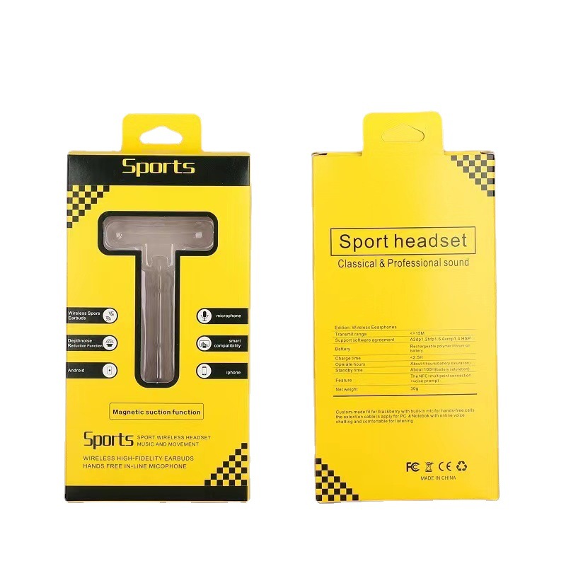 中性蓝牙耳机通用包装盒S6运动磁吸bluetooth纸盒工厂现货批发