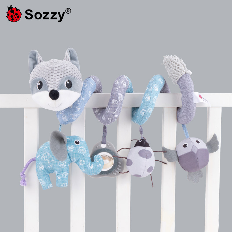 Cama de carro de bebé sozzy que cuelga Fox animal cama bobinado bebé música sonajero juguete calmante muñeca cama bobinado