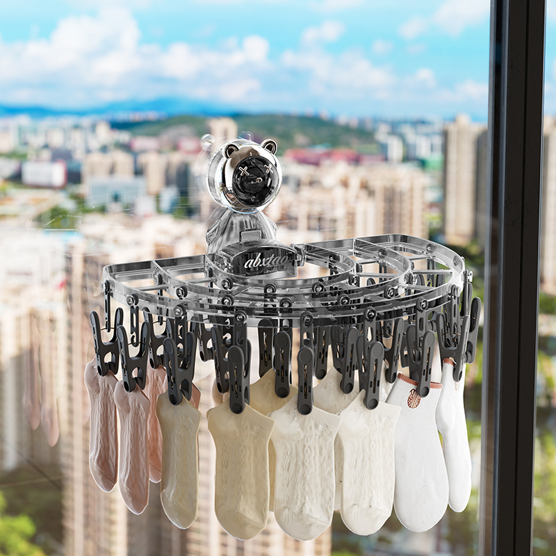 suction cup clothes hanger household foldable punch-free wall-mounted multifunctional underwear socks drying rack clip holder