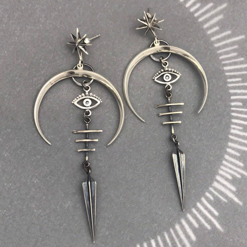 Street Occasion Metal Material Halloween Festival Devil'S Eye Pattern 1 Pair Halloween Punk Devil'S Eye Plating Metal Drop Earrings