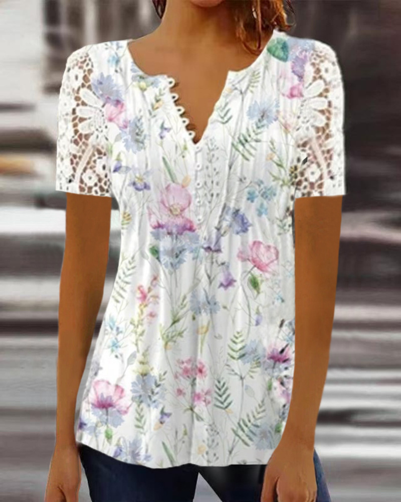 2026 Cross-Border European American Spring And Autumn Fashion New Women's Lace Trim Sleeve Pleated Solid Color Button_ecoleips.com