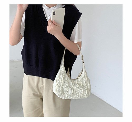 Cream Puff Bag for Women, Cloud-like Pleated Bag,  New Summer Fashion Single Shoulder Cream Fufu Sweet Cool Underarm Bag