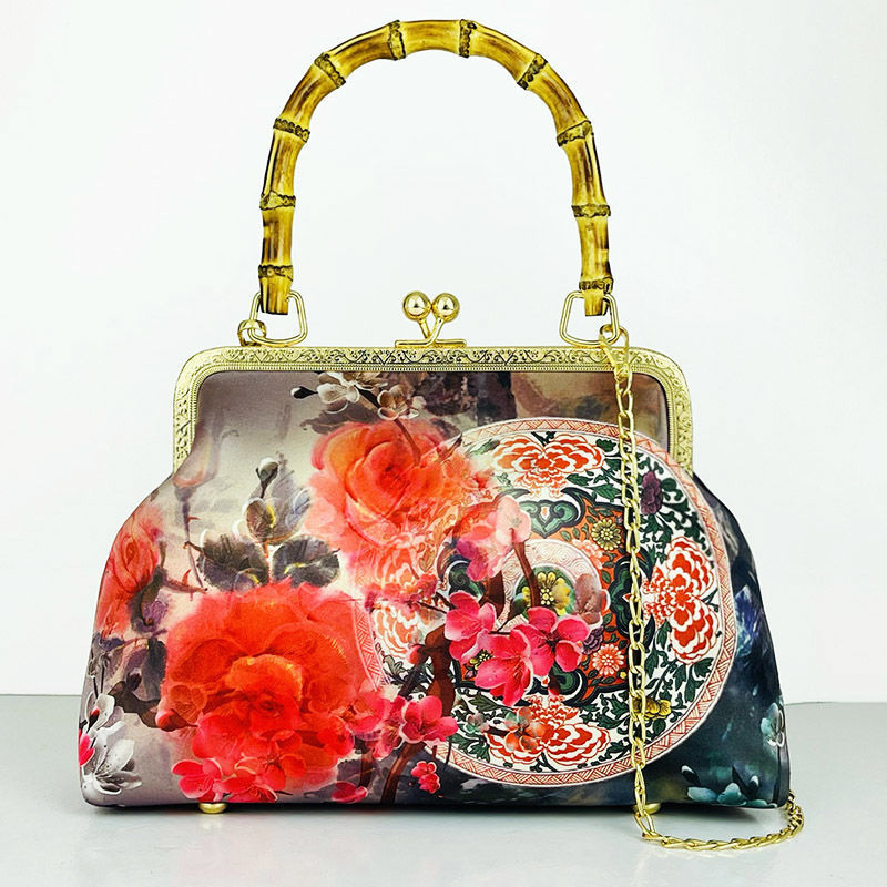 Cheongsam bag Handbag Handbag Crossbody bag Fashion temperament Antique mouth gold bag Cheongsam bag Bamboo joint_voghion.com