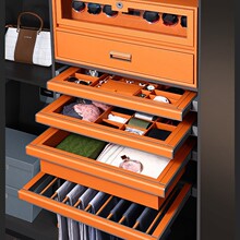 工厂批发多功能衣柜内置裤架首饰盒皮革抽衣帽间拉篮伸缩五金裤架