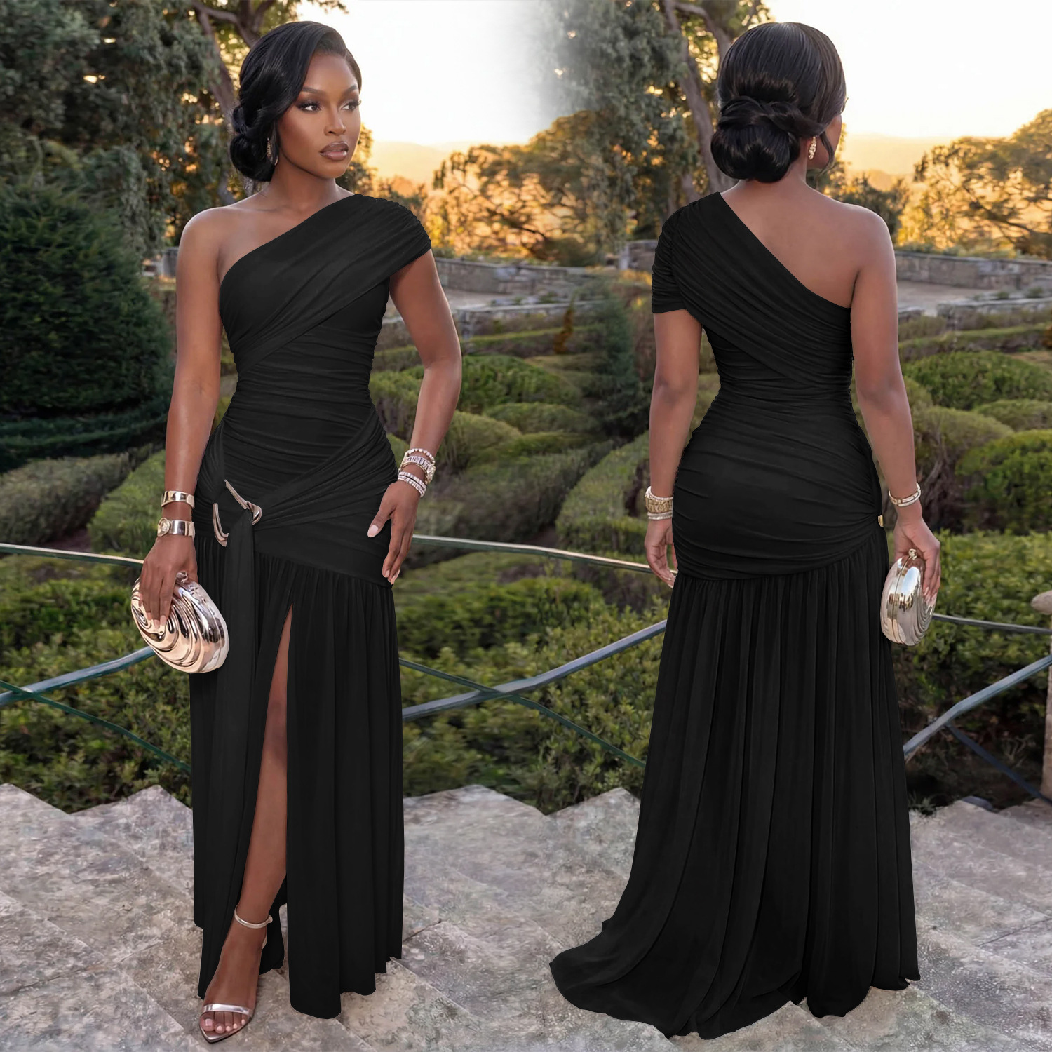 Modisches Damen Kleid Mit Asymmetrischem Ausschnitt Sexy_voghion.com