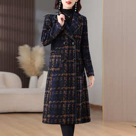 高品质减龄气质中年妈妈遮肉显瘦秋冬新款中长款大码女式毛呢外套
