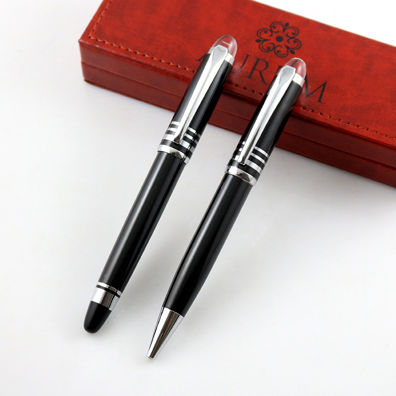 Manufacturer Wholesale Can Make Crystal Ballpoint Pens with Epoxy Resin Logo, Three-Ring Line Ballpoint Pens, Gift Set Matching Pens