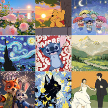 20*20风景数字油画手工填充尼克系列diy摆摊儿童手绘画装饰画批发