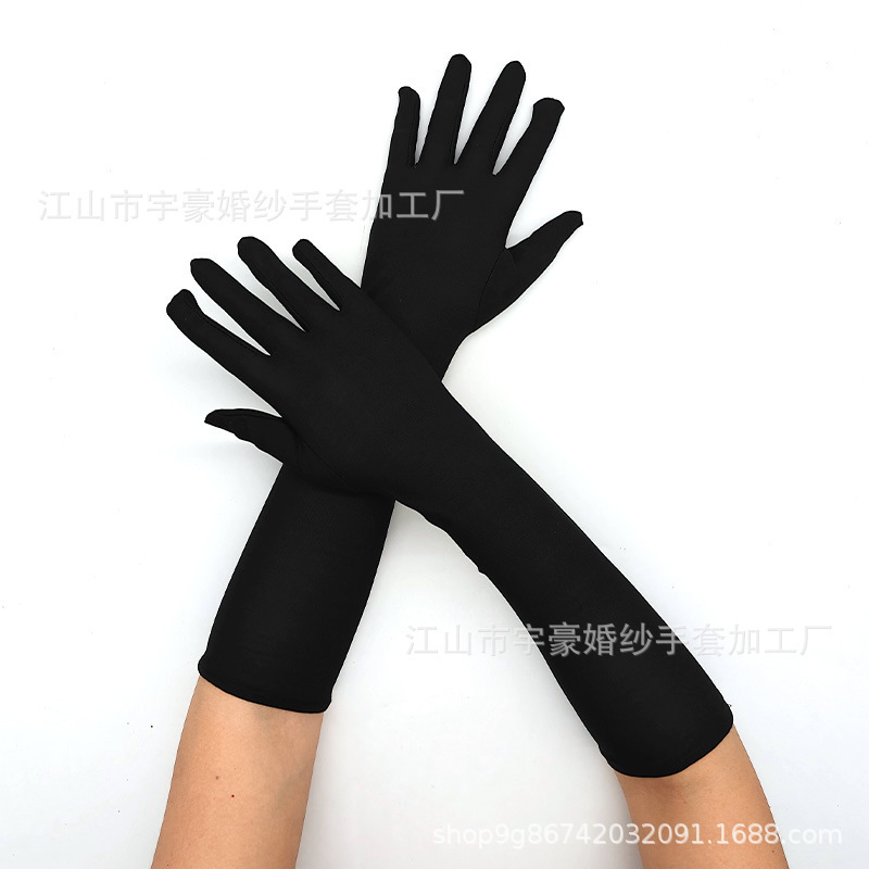 43厘米牛奶丝弹力舞台表演手套万圣节化妆派对服饰配饰礼服手套|undefined