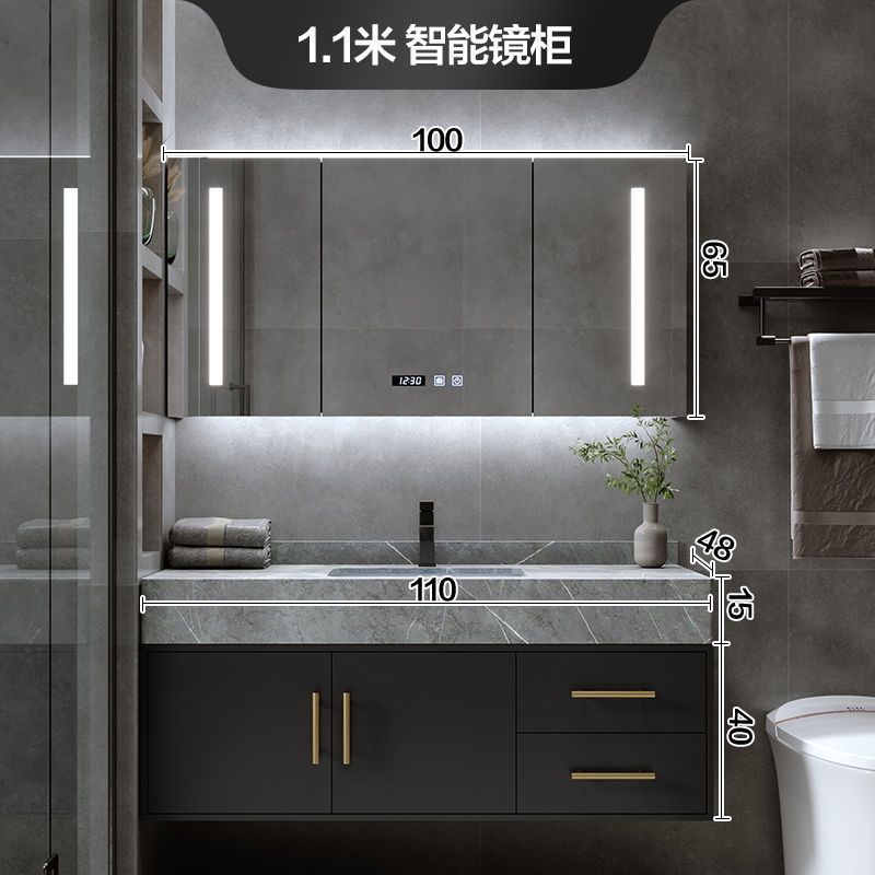 Placa de roca integrada cuenca gabinete de baño combinación de luz de lujo baño lavabo gabinete de mesa de lavado traje