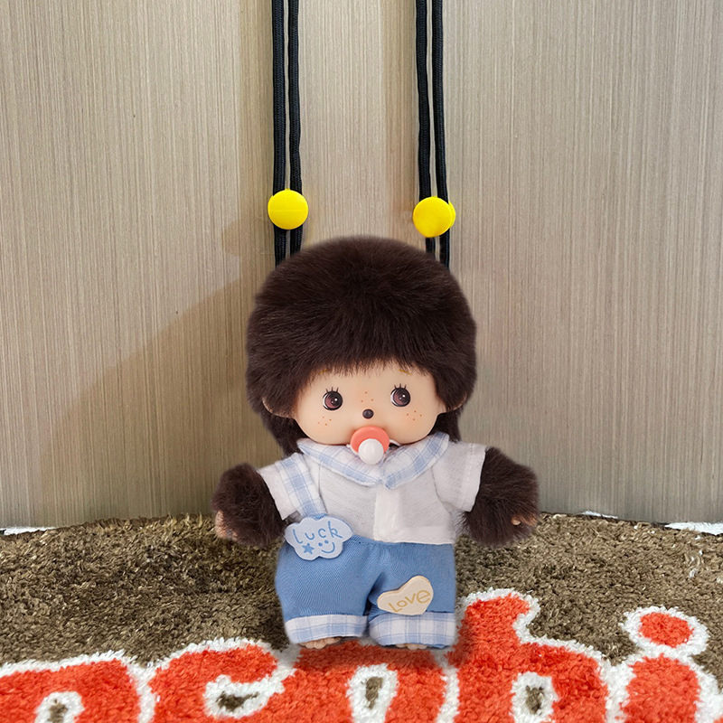 モンキーチェリー ぬいぐるみ かわいい 韓国風 クロスボディ 携帯電話バッククリップ 人形 携帯電話ケース ストラップ付き|undefined