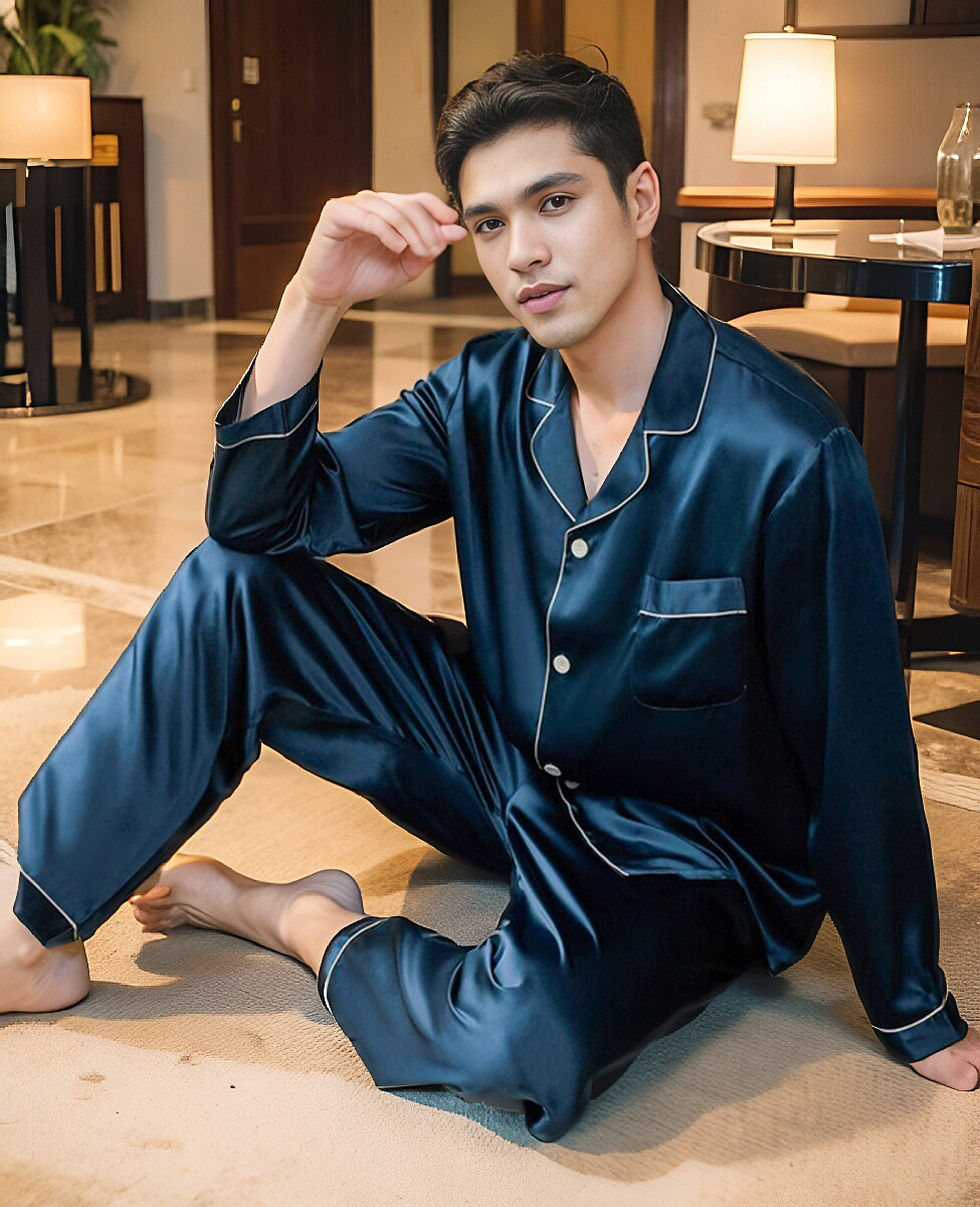 밤 블루-긴 소매 바지 19mm