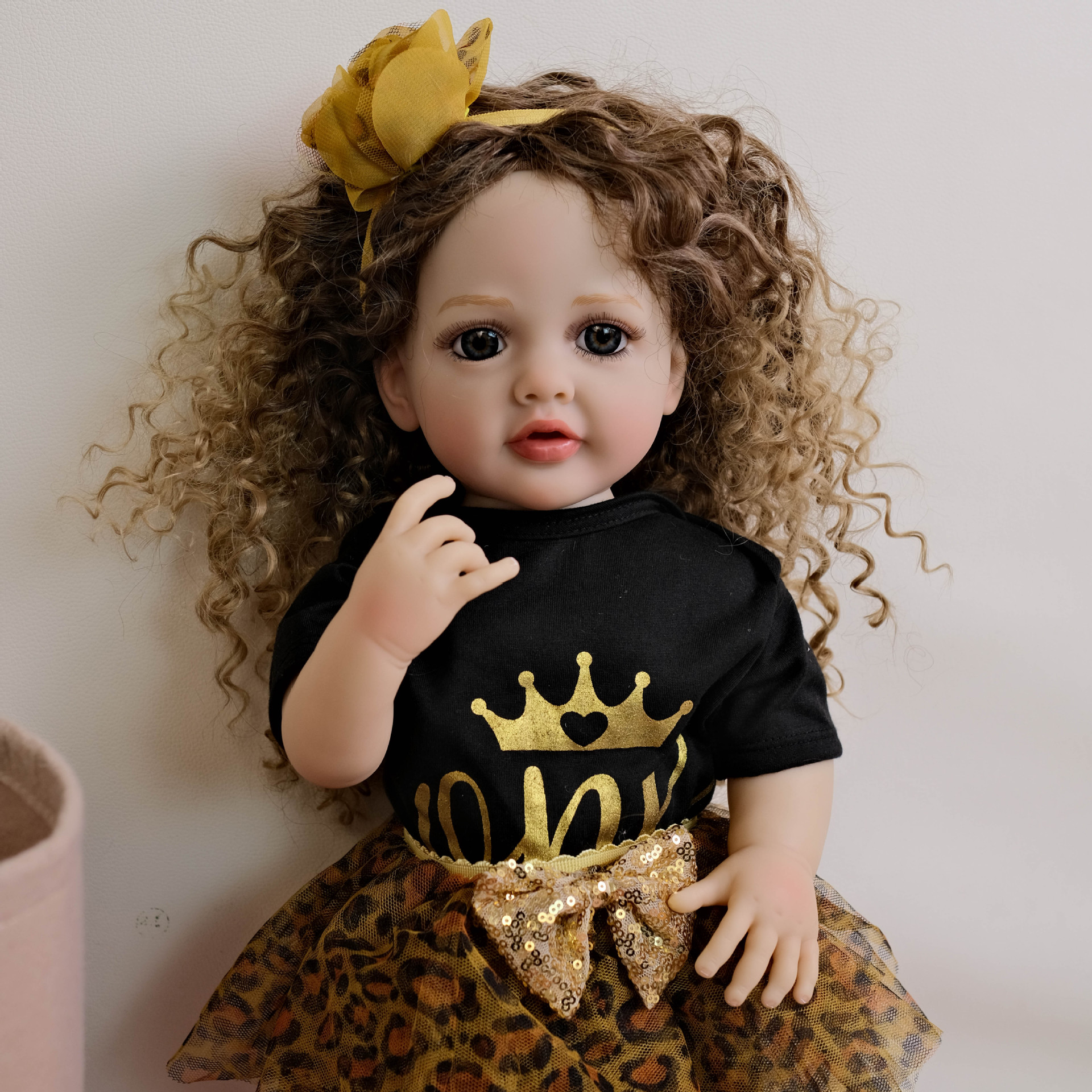 NPK falda de gasa con estampado de leopardo de goma completa de 55 cm simulación renacimiento muñeca Betty fuente de comercio electrónico transfronterizo