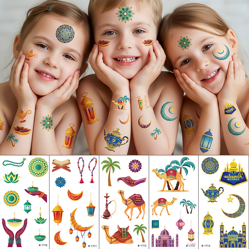Cross-Border New Cartoon Tattoo Stickers Waterproof Kidsren's Cute Temporary Long-Lasting Makeup Face Stickers Party Party Tattoo Cross-Border New Cartoon Tattoo Stickers Waterproof Kidsren's Cute Temporary Long-Lasting Makeup Face Stickers Party Party Tattoo