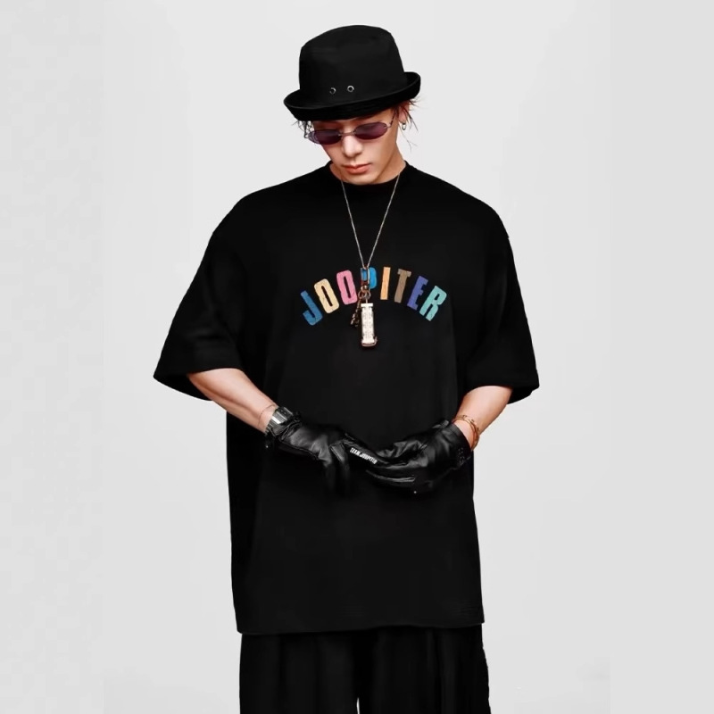 Team Wang Wang Jiaer Co-Branded Fei Dong Washed Colorfulful Letter Short-Sleeved Large Size Trendy Brand Men's and Women's Summer T-Shirt Team Wang Wang Jiaer Co-Branded Fei Dong Washed Colorfulful Letter Short-Sleeved Large Size Trendy Brand Men's and Women's Summer T-Shirt