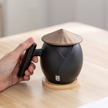 日式杯子泡茶神器茶杯茶水分離杯粗陶馬克杯家用辦公禮品水杯定制
