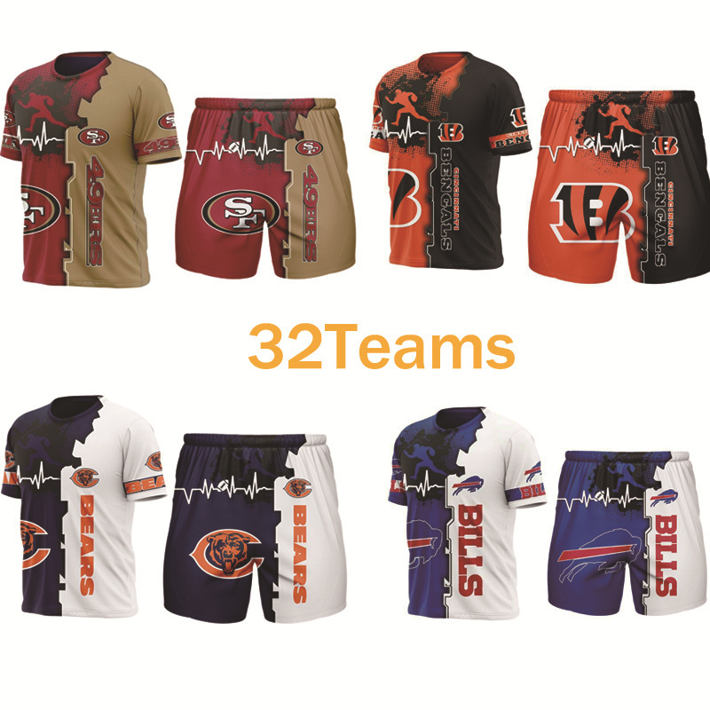 2021 Nfl Full Range of Football Cross-Border 3D Digital Printing Men's Fashion Sports Short t + Beach Shorts