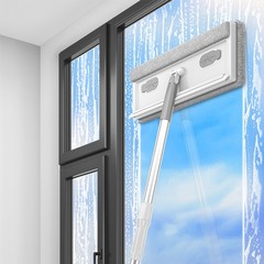 Glass cleaner with double-layer squeegee, high-layer glass telescopic rod, large panel glass window wiper