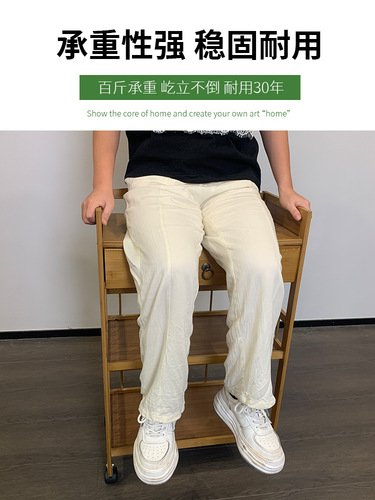 Rolling mobile cart, household solid wood coffee table, small apartment sofa side table, tea water stand, multifunctional placement, new item