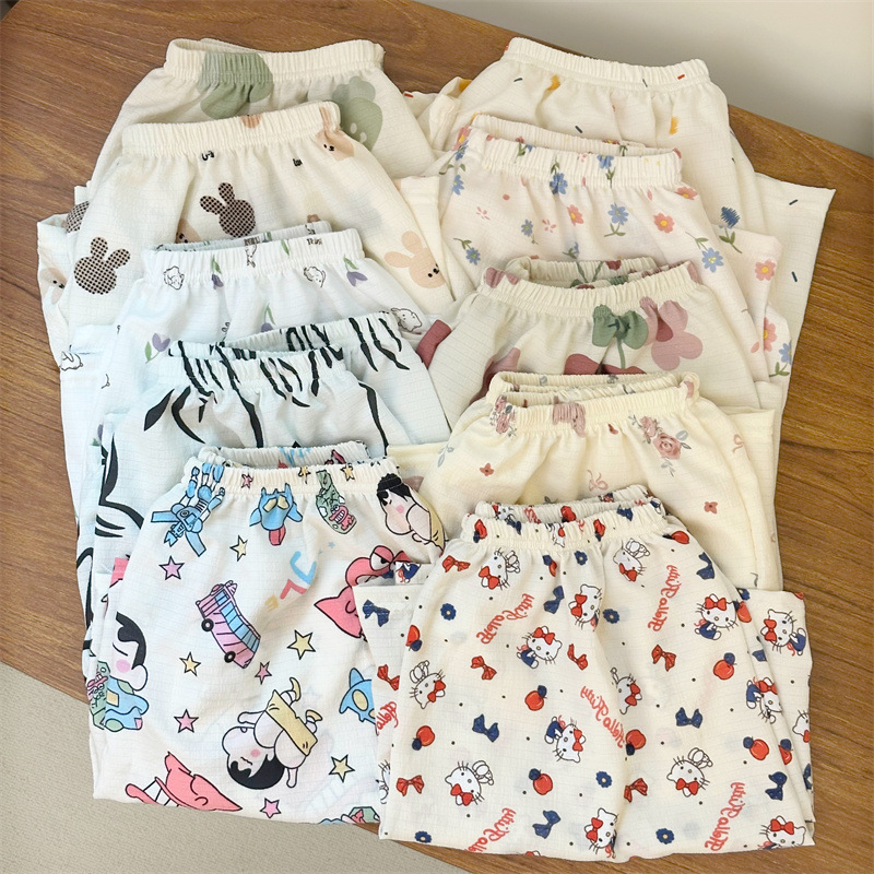 Espuma de verano suelta pantalones cortos de pijama para mujeres pantalones de pijama caseros de dibujos animados se pueden usar fuera