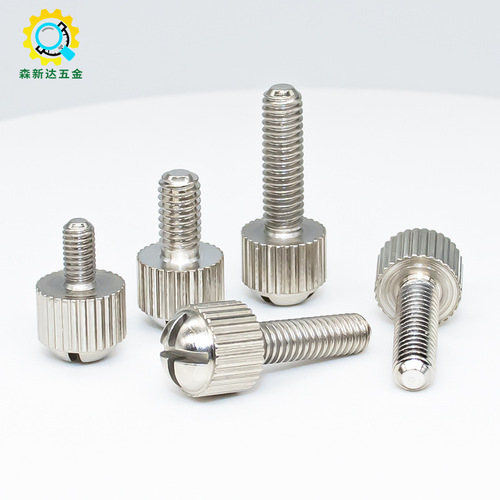 Nickel-plated round head cross-slot adjusting thumb screw with knurled handle, cabinet panel machine case lock nut screw M3M4
