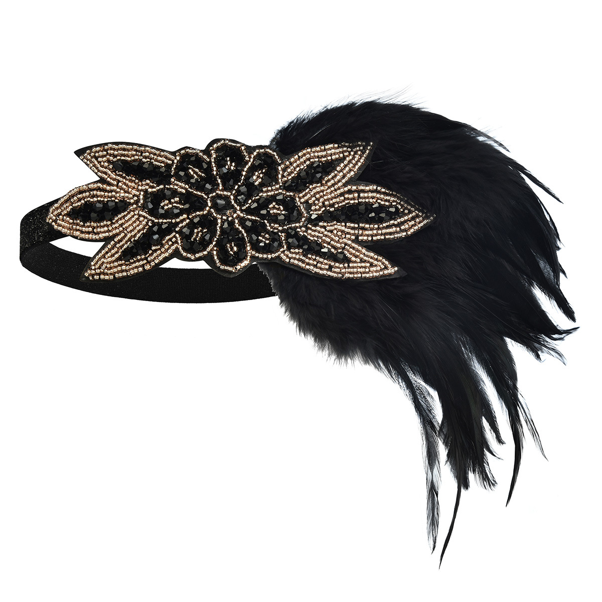 Retro clásico de los años 1920 fiesta fiesta fiesta boda diamantes emplumadas cinta de pelo vestido