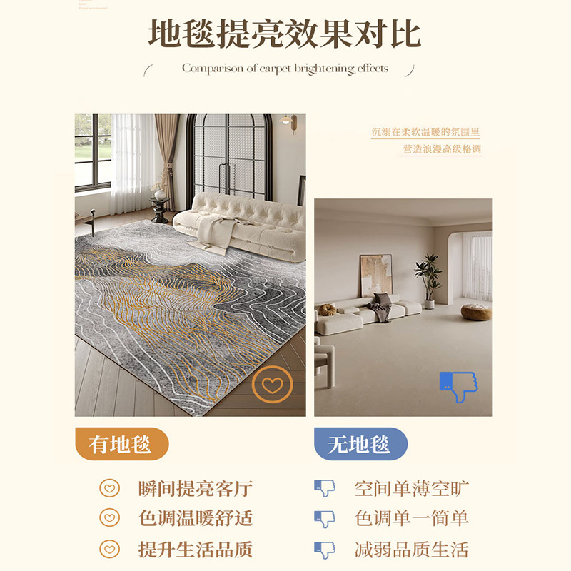 リビングルームカーペット、ホーム北欧スタイルコーヒーテーブルブランケット、寝室ベッドサイド模造カシミア滑り止めフロアマット、耐久性とお手入れが簡単なカーペット|undefined