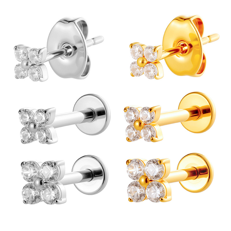 Bijou de piercing fleur en titane hengsen pour lèvre et cartilage_voghion.com