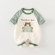 婴儿衣服秋装连体衣卡通可爱0到3个月男宝宝春秋季外出服哈衣爬服