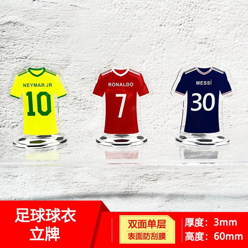 c Ronaldo Neymar Messi football sports star Jersey set up card ornaments surrounding acrylic