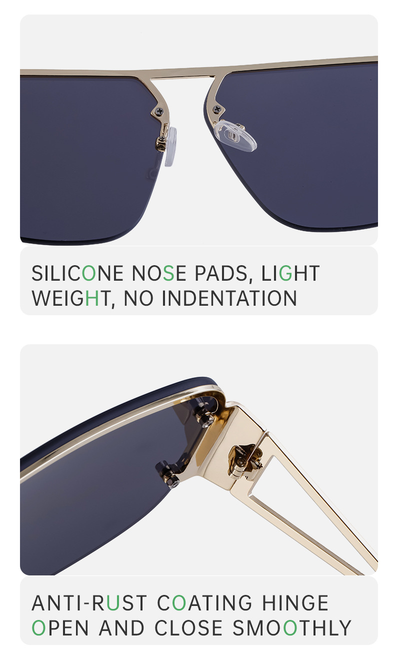 Sunglasses Unisex European Style Frameless Rectangular Shades_voghion.com