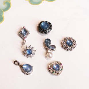 ��Ȼ���{��ͨ�׵���ճ�ۉ��i��S925�y������diy������Ʒ