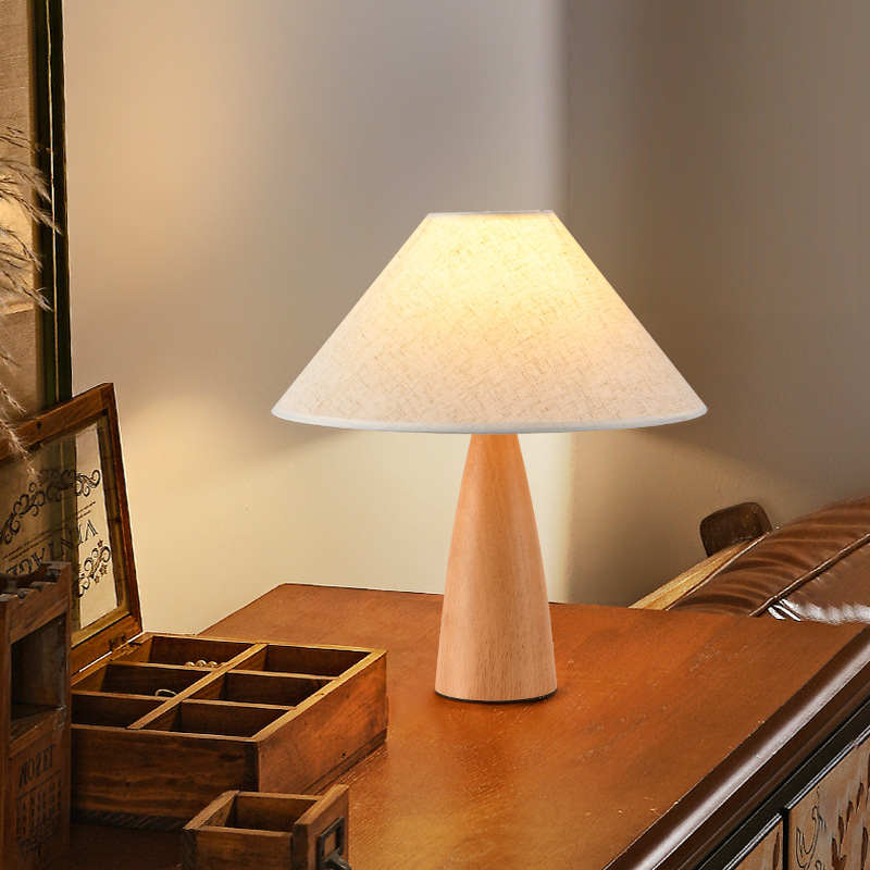 Grand View Garden retro lámpara de escritorio de nuez dormitorio cálida lámpara de cabecera nostálgica decoración de escritorio de la sala de estar lámpara de cabecera L138