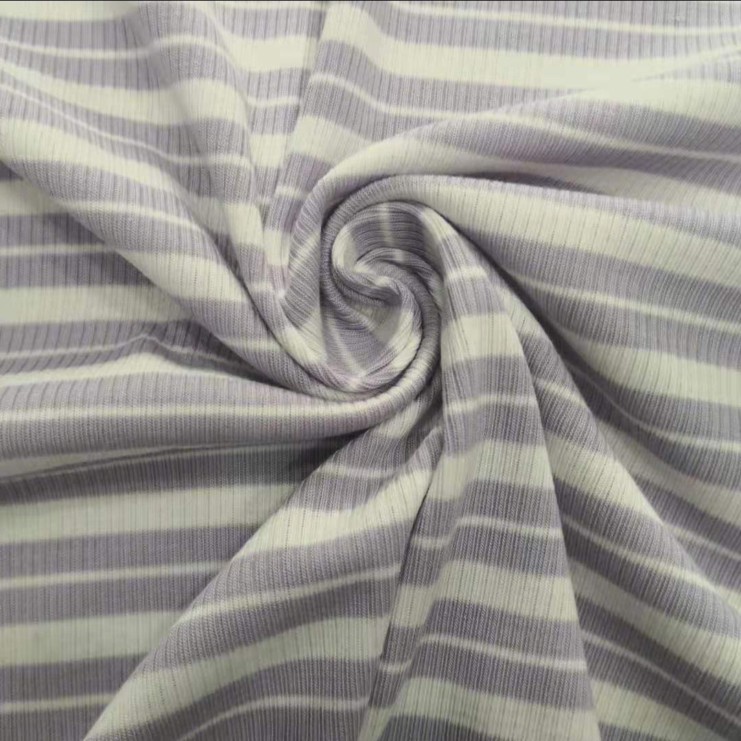 280克涤氨色织罗纹彩条针织面料 大循环