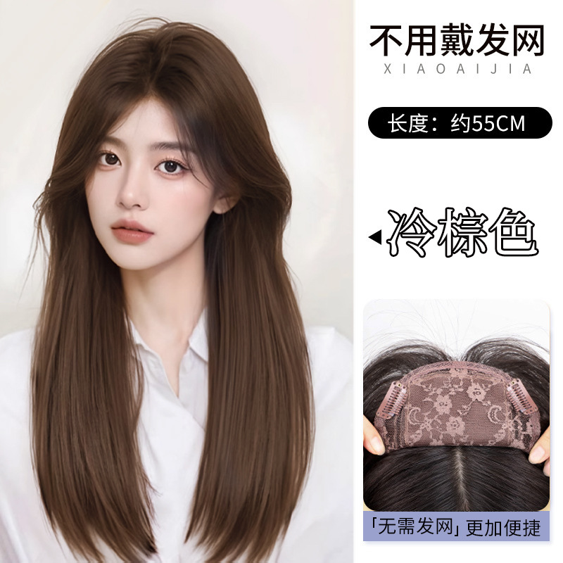 Peluca de malla para el cabello gratis, cabeza de cráneo alto y esponjosa femenina, ondas grandes naturales, película de reemplazo ligera y delgada, no es necesario usar película de peluca de malla para el cabello