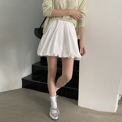 6UP早春韓系鬆緊腰花苞裙2025廣州13行新款短裙高級極簡ins91036