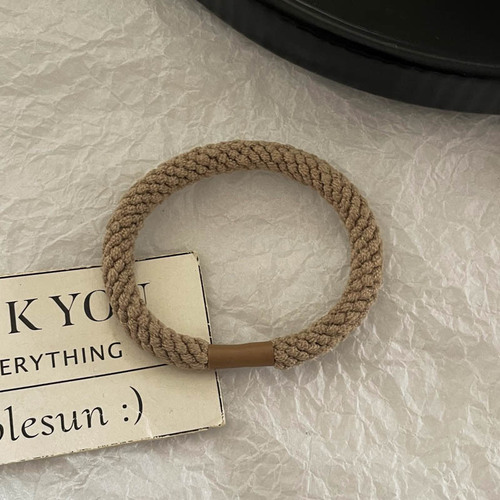 Korean-style High-Elastic Hair Tie, Versatile Coffee-Colored Hairband, Twisted Cinnamon-Style Loop for Ponytails, Women's Rubber Hair Rope