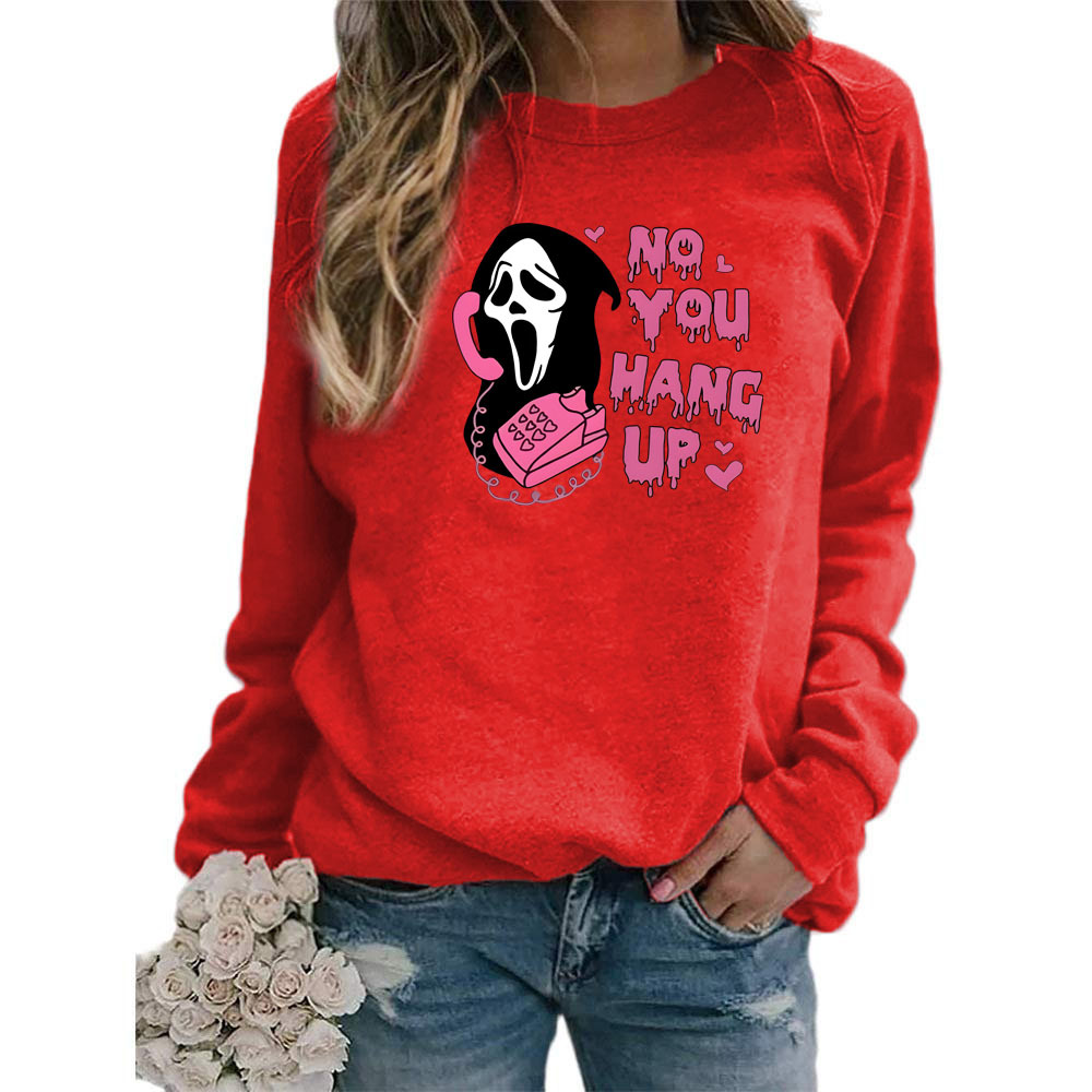 Halloween no te cuelgan impreso cuello redondo superior suéter de las mujeres de tamaño más europeo de comercio exterior transfronterizo