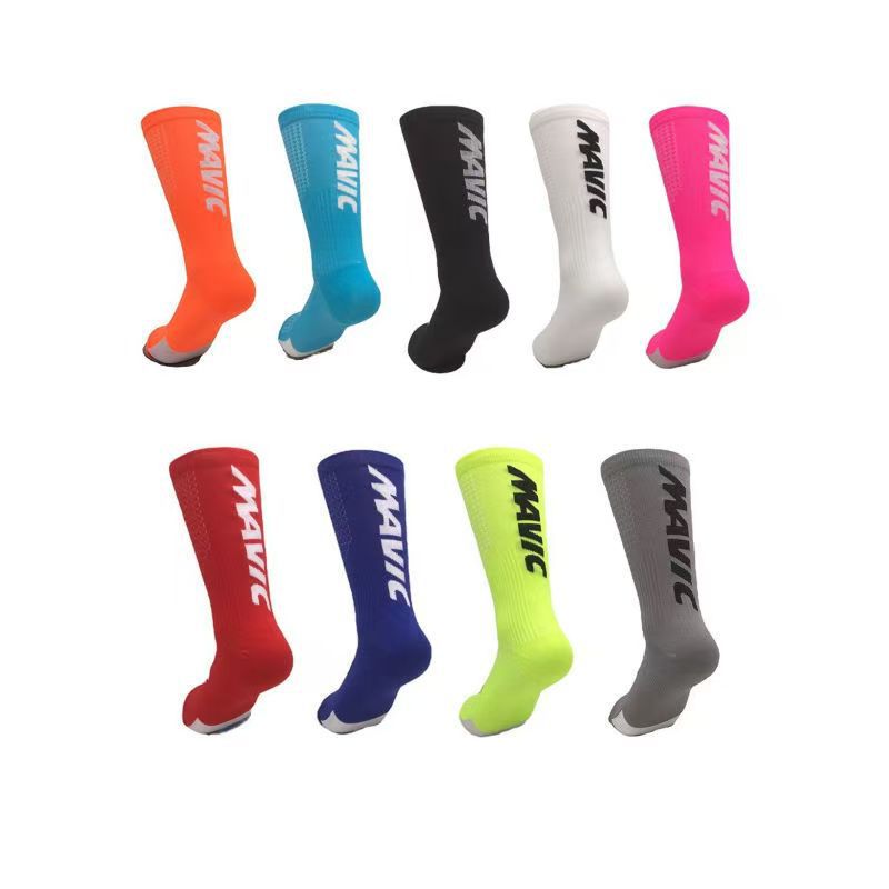 Mavic Cycling Socks for Men and Women, High-Top Sports Socks, Breathable, Sweat-Wicking, Compression Basketball, Running, and Hiking Socks, Letter Style