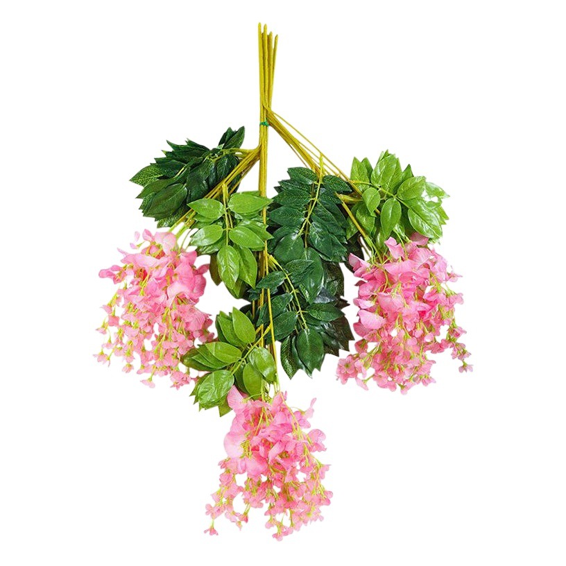 Flores artificiales de glicinia, guirnalda de flores de judías artificiales, decoración de arco de boda, enredadera de flores falsas, hojas verdes artificiales, flores de glicinia falsas al por mayor.