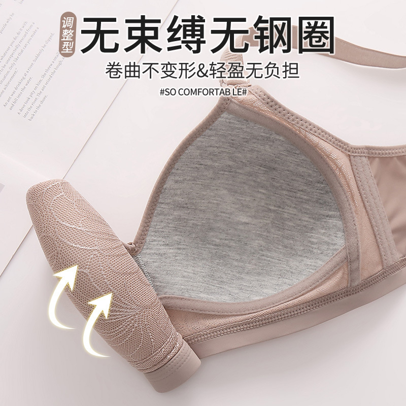 跨境外贸大码文胸中老年无钢圈聚拢收副乳舒适透气薄款妈妈内衣女|undefined