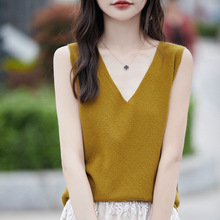 夏季新款女装全棉V领针织吊带背心女纯色内搭无袖套头打底衫批发