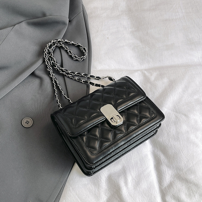 Bolso de cadena de rombos de fragancia pequeña mujer 2024 verano versión coreana ins moda simple bolso cuadrado pequeño bolso de mensajero de sentido avanzado
