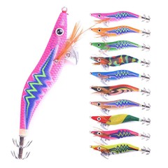 Wooden shrimp squid hook explosive hook 2.5#3.0# luminous lightning shrimp with ringing beads package Buji fishing lure bait wholesale